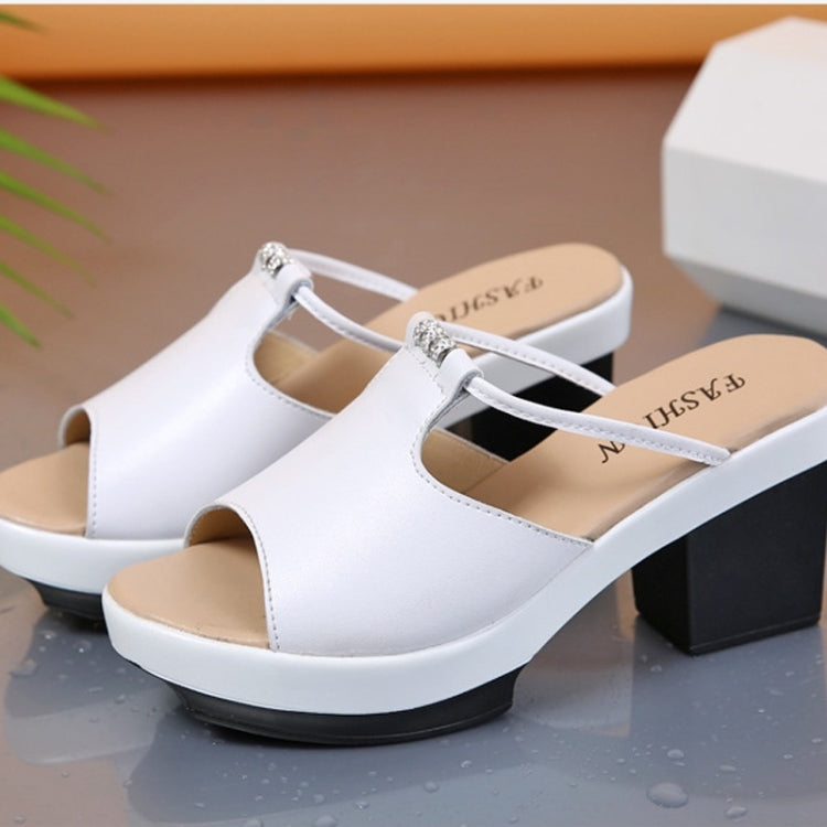 Fashion Flash Drill Thick Bottom Thick Heel Slippers Sandals for Women