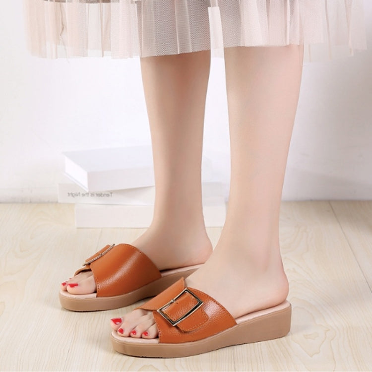 Casual Simple Non-slip Wear-resistant Square Buckle Beach Slippers Sandals for Women