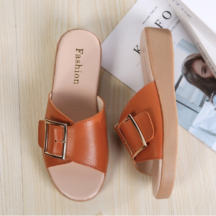 Casual Simple Non-slip Wear-resistant Square Buckle Beach Slippers Sandals for Women