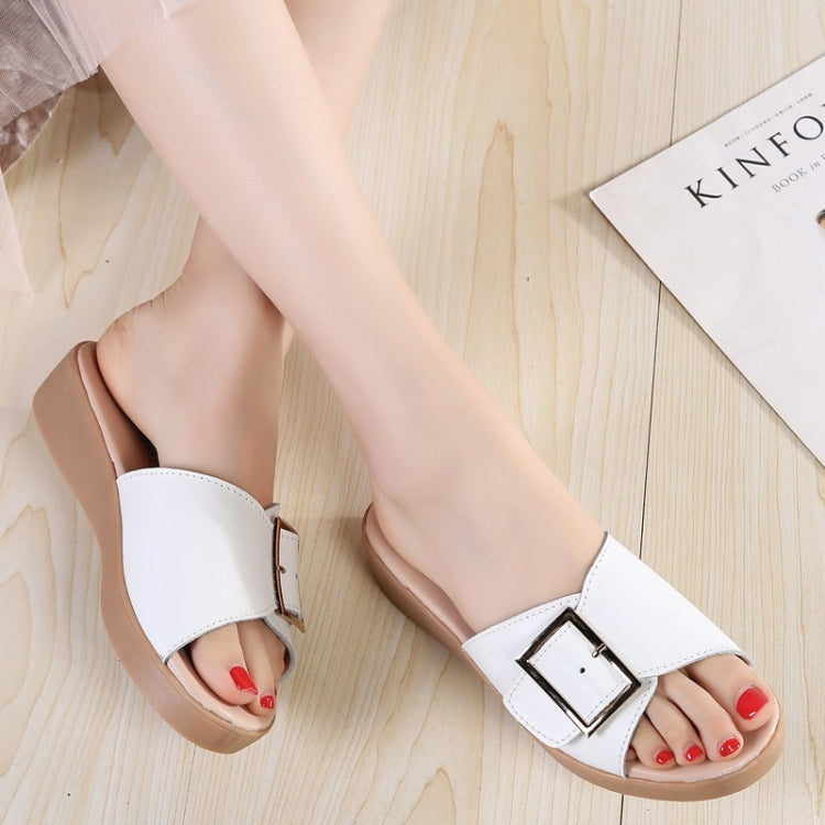 Casual Simple Non-slip Wear-resistant Square Buckle Beach Slippers Sandals for Women