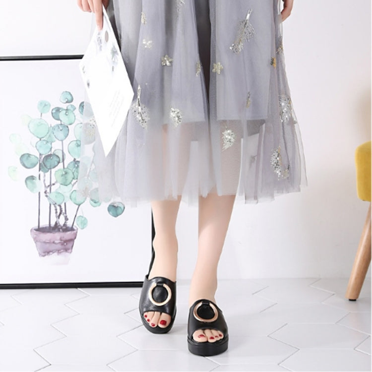 Casual Increase Thick Bottom Non-slip Wear Resistant Round Buckle Sandals for Women