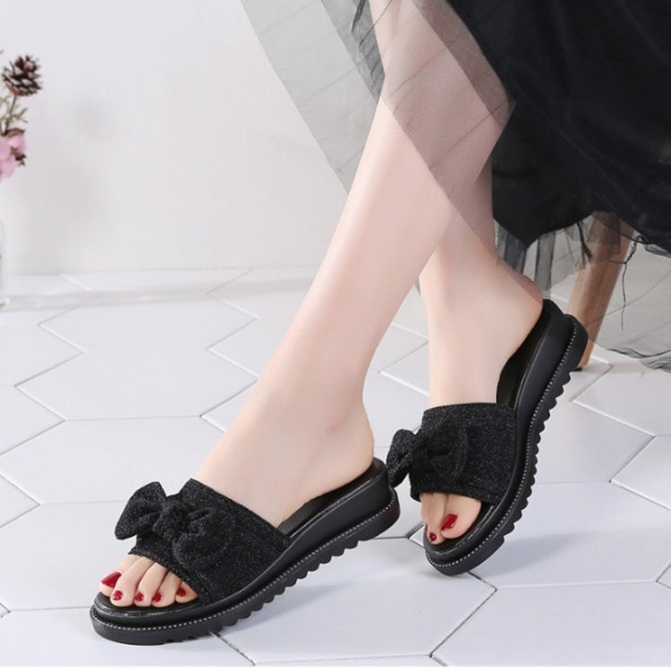 Bowknot Bright Cloth Fashion Non-slip Wear Resistant Sandals for Women