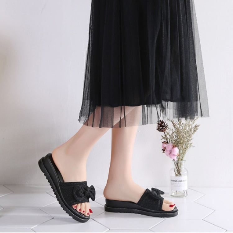 Bowknot Bright Cloth Fashion Non-slip Wear Resistant Sandals for Women