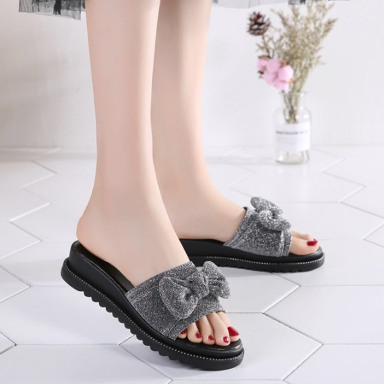 Bowknot Bright Cloth Fashion Non-slip Wear Resistant Sandals for Women