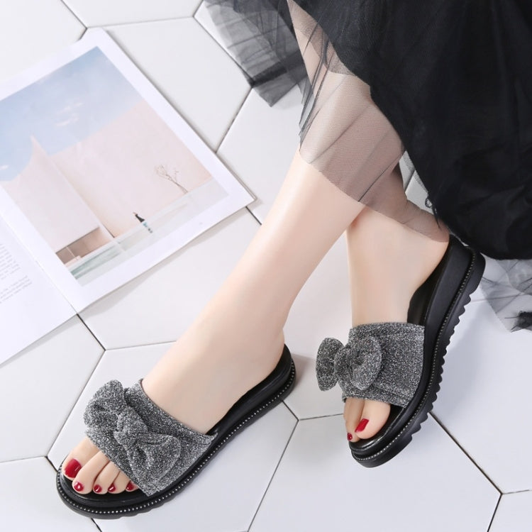 Bowknot Bright Cloth Fashion Non-slip Wear Resistant Sandals for Women