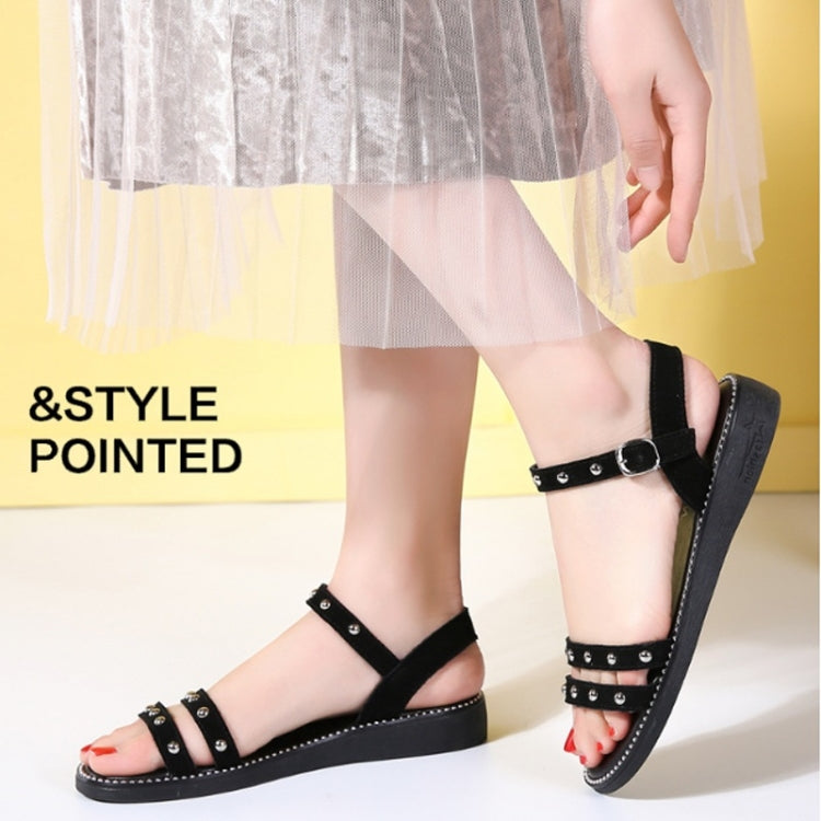 Flat Bottom Buckle Non-slip Wear-resistant Lightweight Fashion Rivet Sandals for Women
