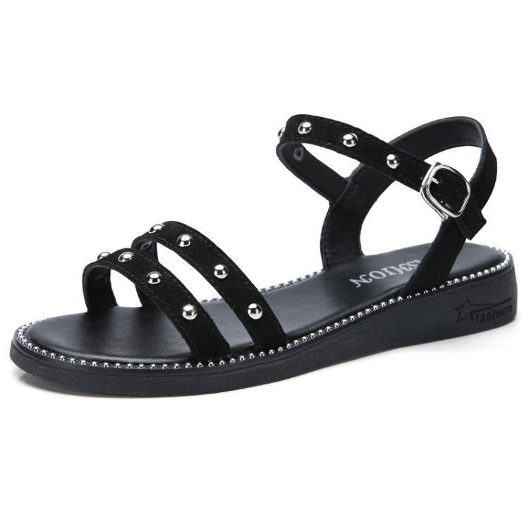 Flat Bottom Buckle Non-slip Wear-resistant Lightweight Fashion Rivet Sandals for Women
