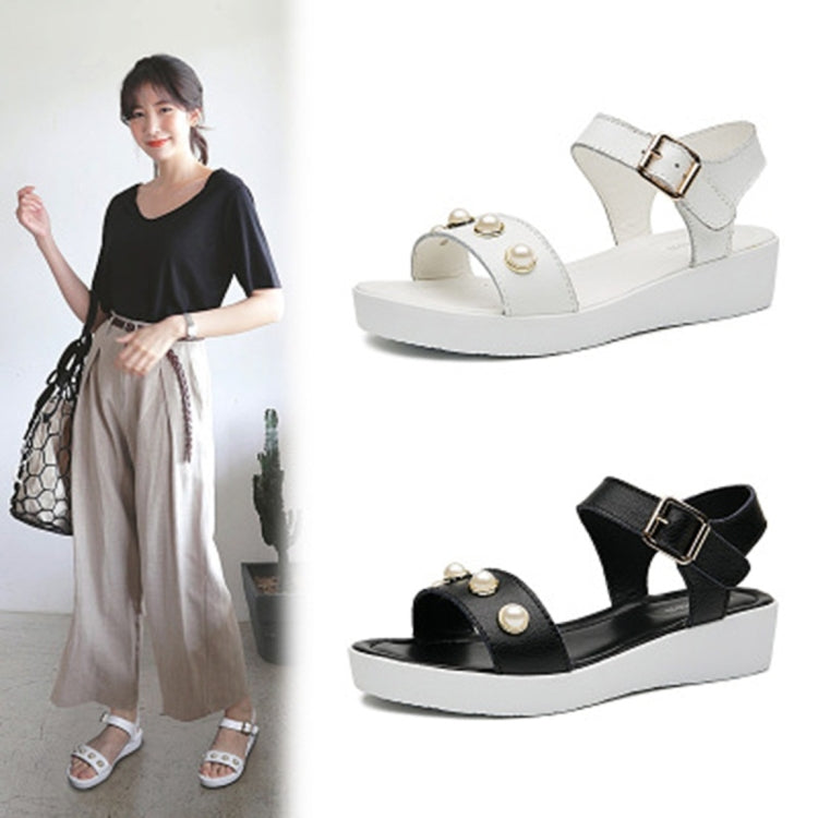 Buckle Bright Beads Comfortable Wild Sandals for Women