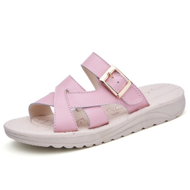 Simple Flat Bottom Buckle Candy Color Sandals for Women