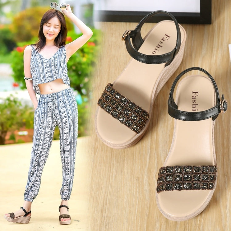 Fashion Woven Casual Versatile Wedge Increased Sandals for Women