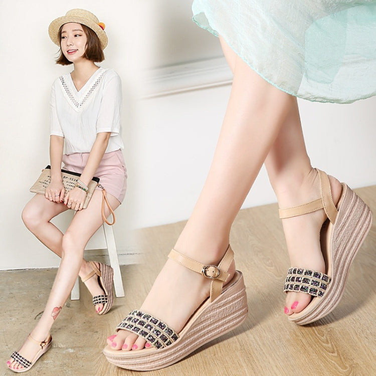 Fashion Woven Casual Versatile Wedge Increased Sandals for Women