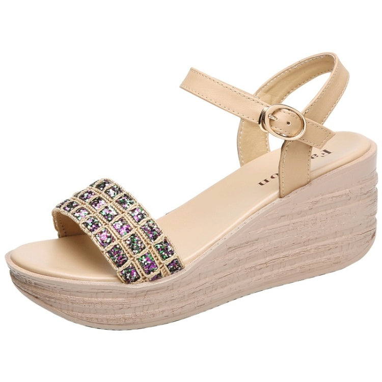 Fashion Woven Casual Versatile Wedge Increased Sandals for Women