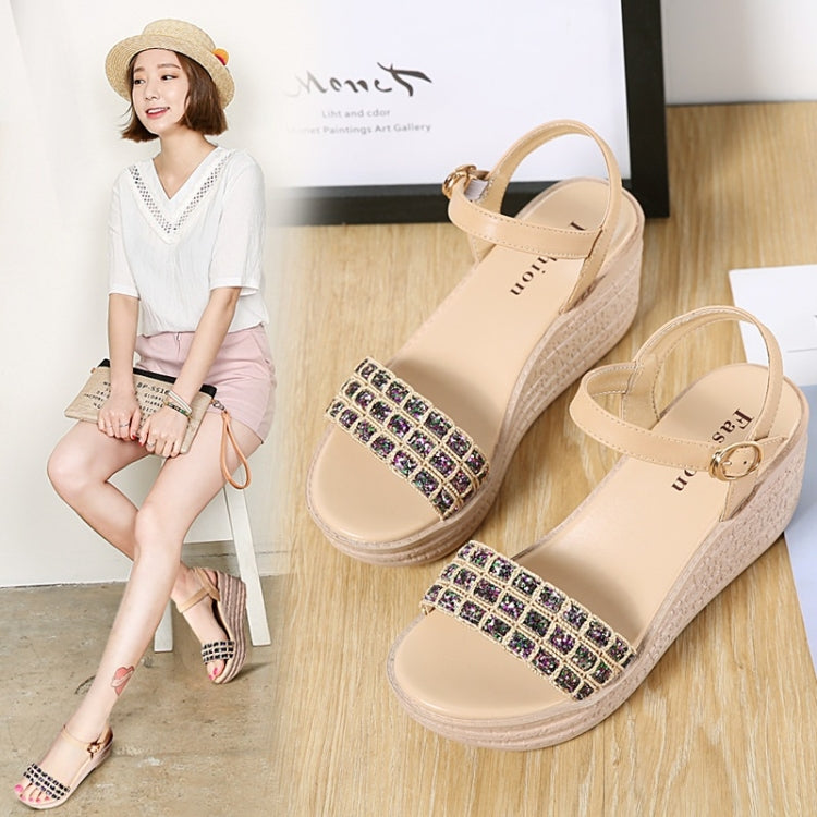 Fashion Woven Casual Versatile Wedge Increased Sandals for Women