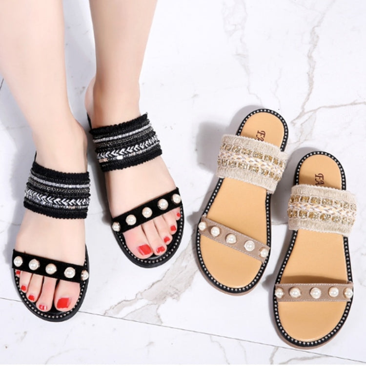 Lightweight Non-slip Wear-resistant Pearl Woven Lightweight Sandals for Women