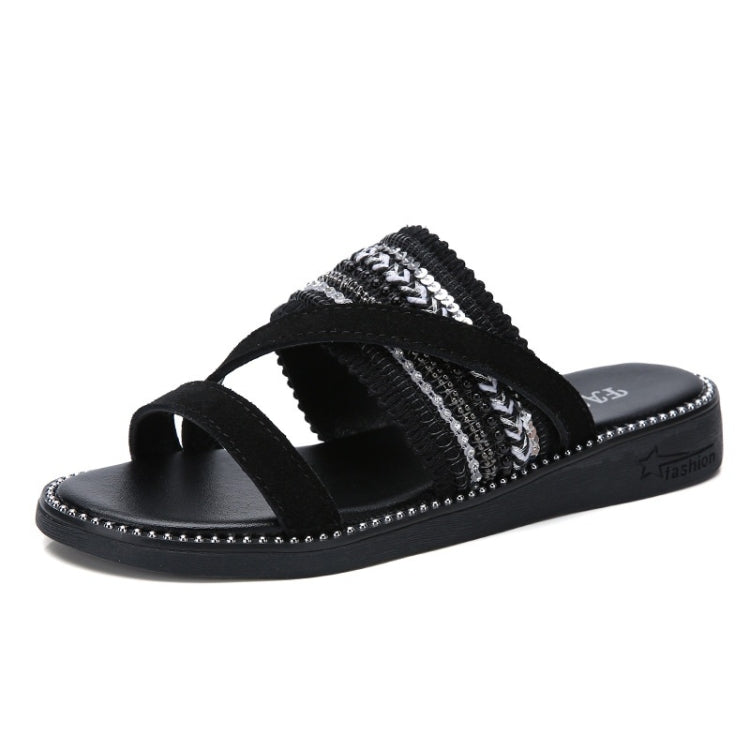 Simple Non-slip Wear-resistant Vintage Woven Outdoor Casual Slippers Sandals for Women