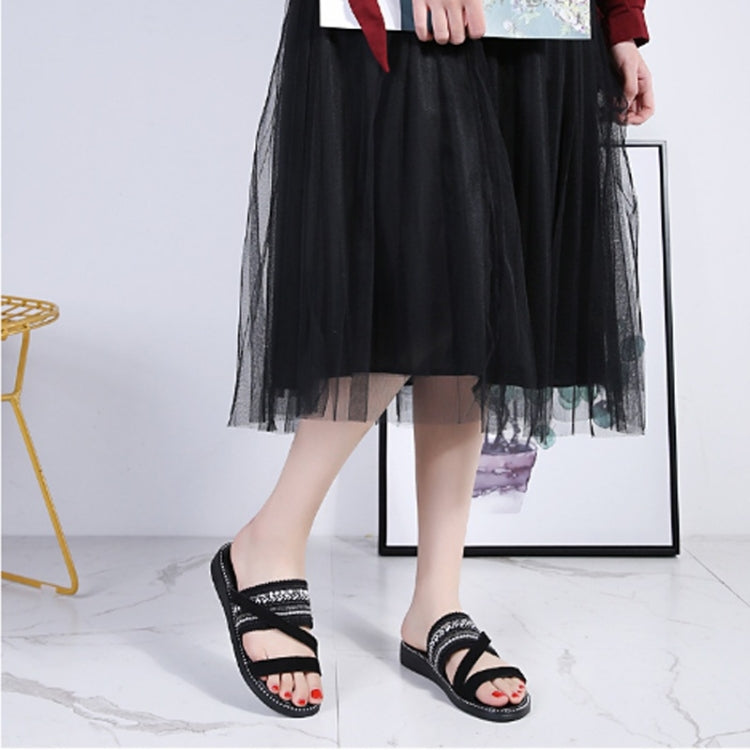 Simple Non-slip Wear-resistant Vintage Woven Outdoor Casual Slippers Sandals for Women