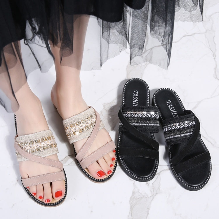 Simple Non-slip Wear-resistant Vintage Woven Outdoor Casual Slippers Sandals for Women