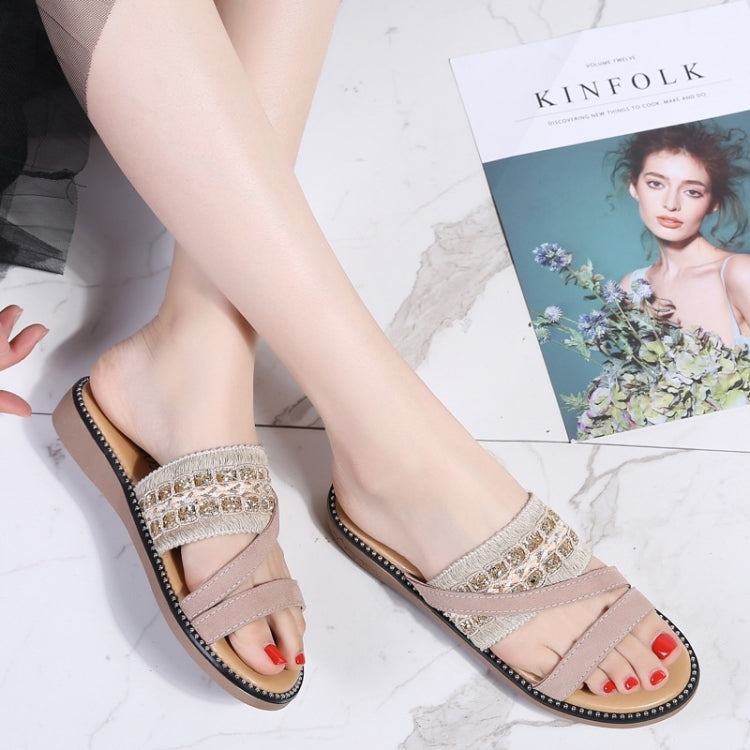Simple Non-slip Wear-resistant Vintage Woven Outdoor Casual Slippers Sandals for Women