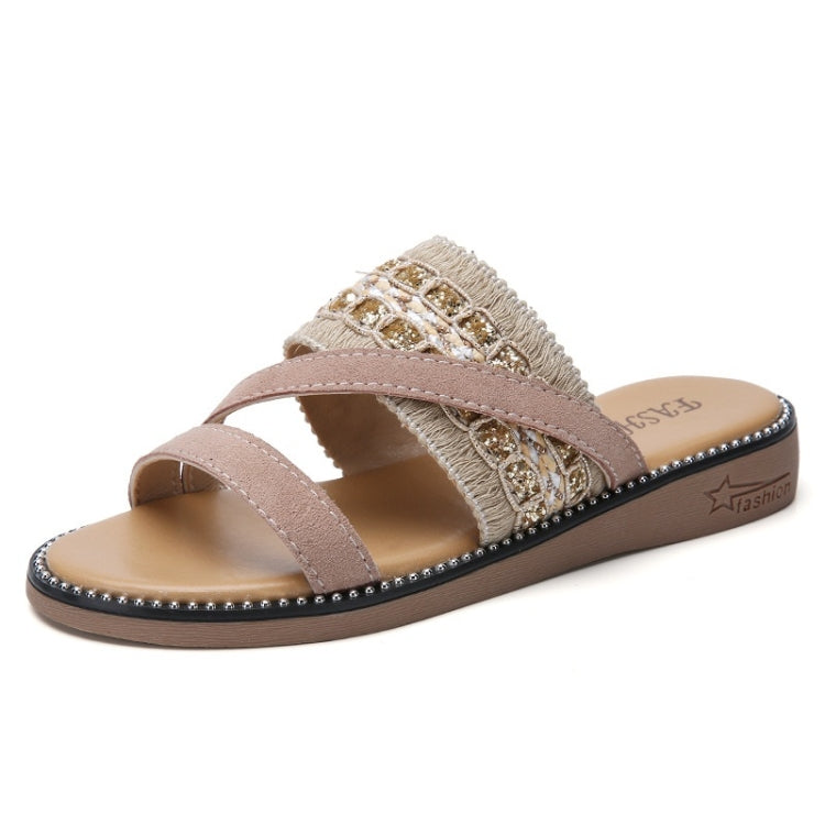 Simple Non-slip Wear-resistant Vintage Woven Outdoor Casual Slippers Sandals for Women
