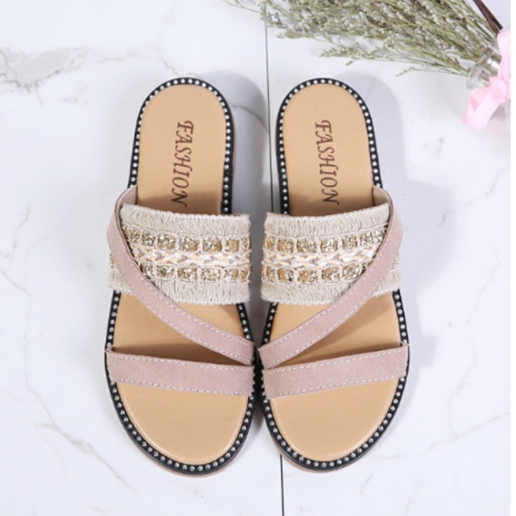 Simple Non-slip Wear-resistant Vintage Woven Outdoor Casual Slippers Sandals for Women