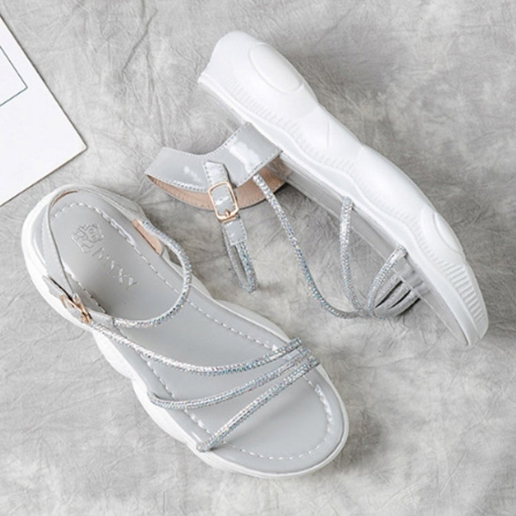Increase Thickness Bottom Simple Bright Diamond Non-slip Wear-resistant Casual Sandals for Women
