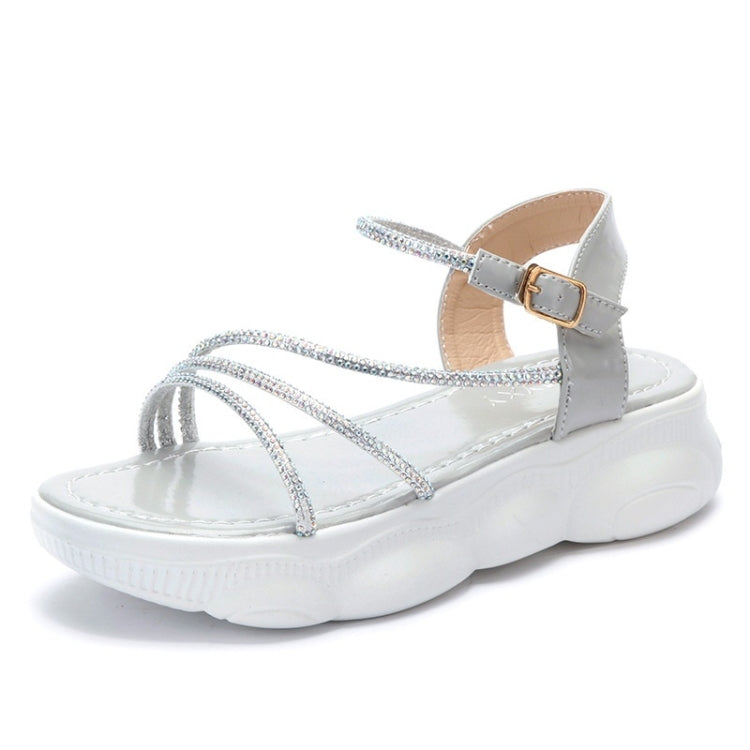 Increase Thickness Bottom Simple Bright Diamond Non-slip Wear-resistant Casual Sandals for Women