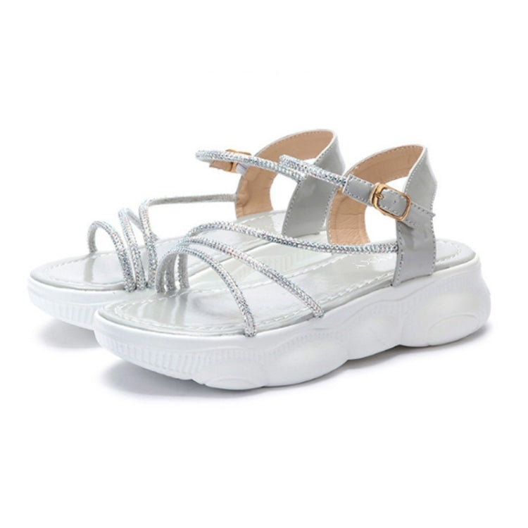 Increase Thickness Bottom Simple Bright Diamond Non-slip Wear-resistant Casual Sandals for Women