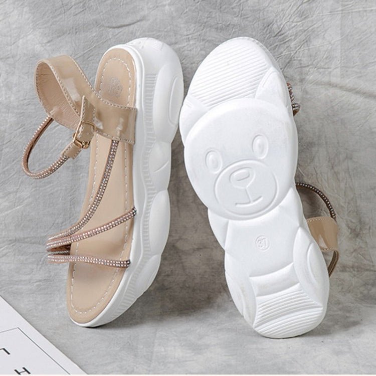 Increase Thickness Bottom Simple Bright Diamond Non-slip Wear-resistant Casual Sandals for Women