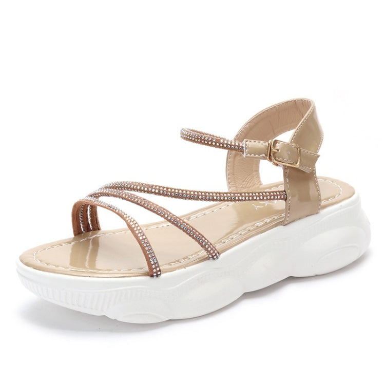 Increase Thickness Bottom Simple Bright Diamond Non-slip Wear-resistant Casual Sandals for Women