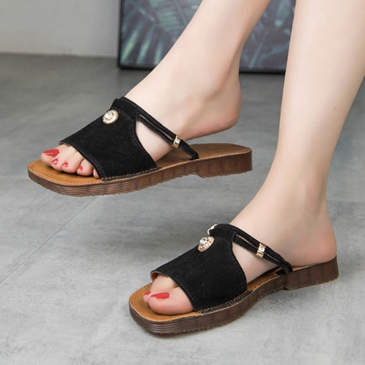 Suede Flat Bottom Non-slip Wear-resistant Two-use Sandals for Women