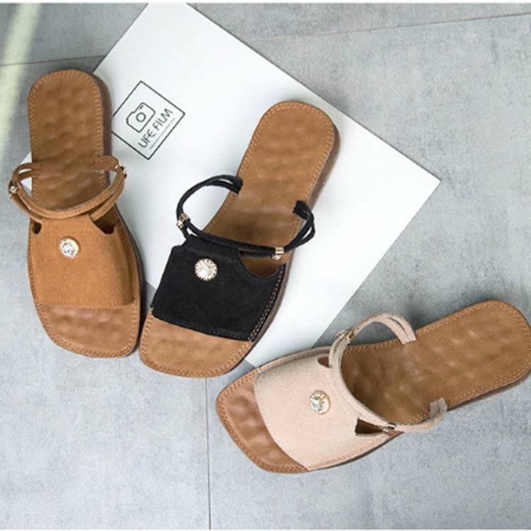 Suede Flat Bottom Non-slip Wear-resistant Two-use Sandals for Women