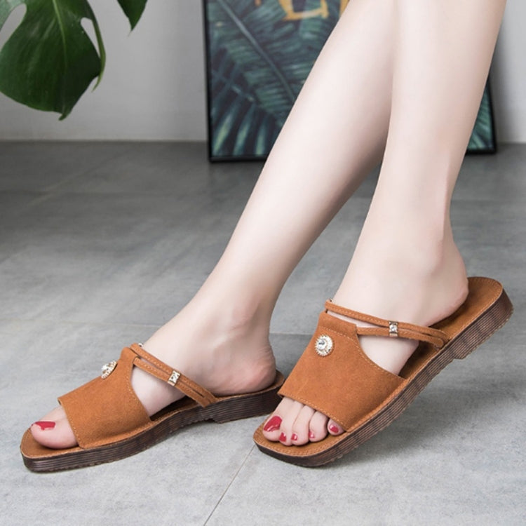 Suede Flat Bottom Non-slip Wear-resistant Two-use Sandals for Women