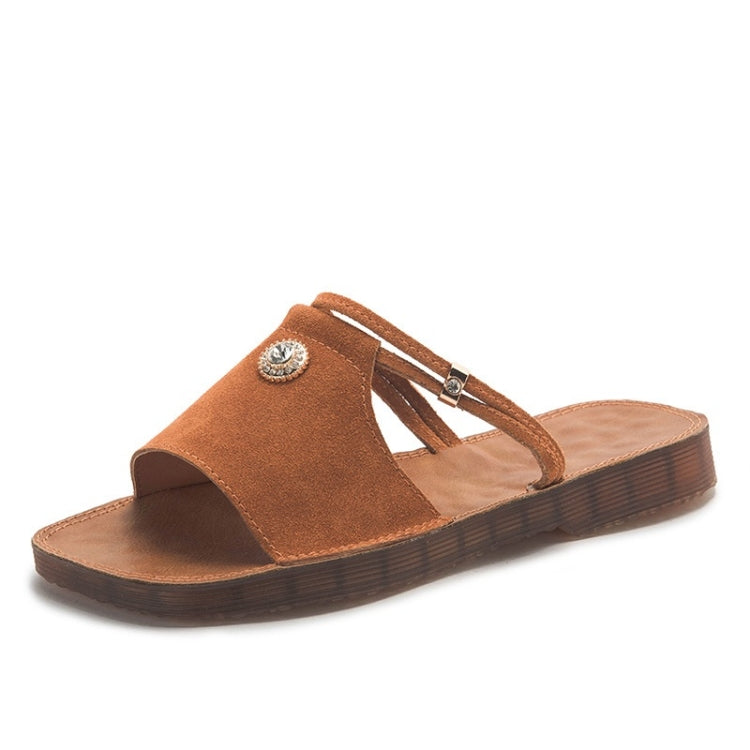 Suede Flat Bottom Non-slip Wear-resistant Two-use Sandals for Women