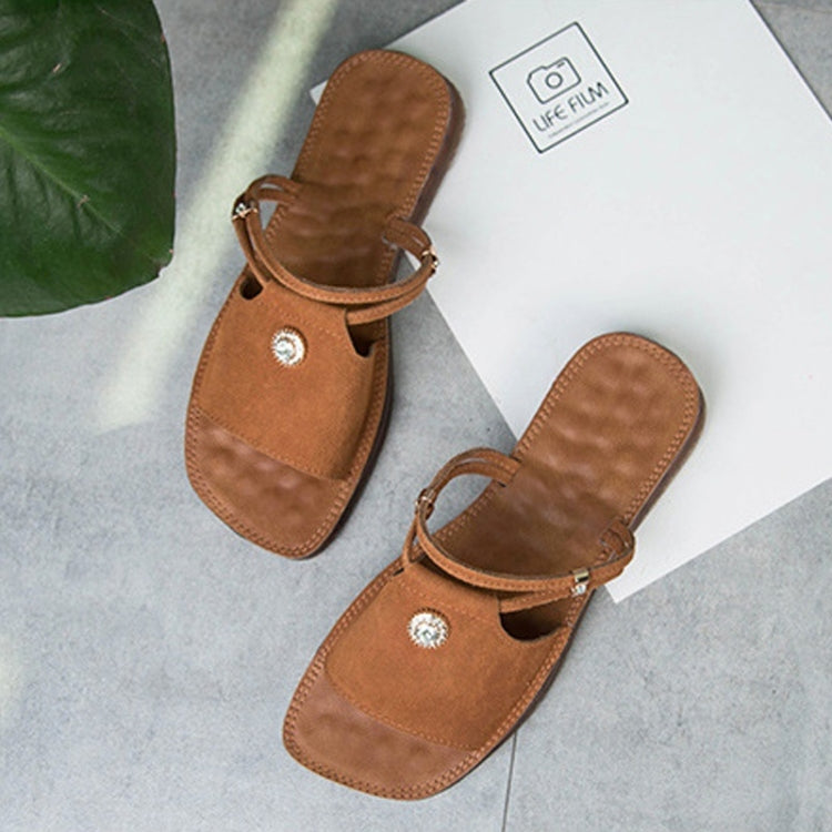 Suede Flat Bottom Non-slip Wear-resistant Two-use Sandals for Women