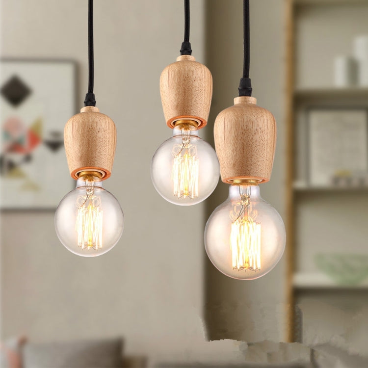 Natural Solid Wood Glass Pendant Lamp Ceiling Lamp for Bedroom Living Room Study Dining Room