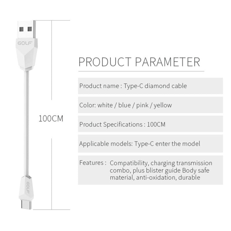 GOLF GC-27t 1m USB-C / Type-C to USB Diamond 1.5A Quick Charging USB Data Cable for Galaxy S8 & S8+ / LG G6 / Huawei P10 & P10 Plus / Xiaomi Mi 6 & Max 2 and other Smartphones