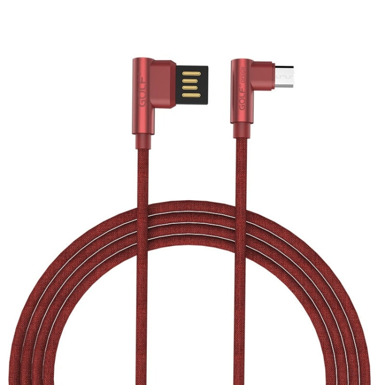 GOLF GC-48m 1m PUDDING 90 Degree Elbow Micro USB to USB 2.4A Fast Charging USB Data Cable for Galaxy, Huawei, Xiaomi, HTC, Sony and Other Smartphones