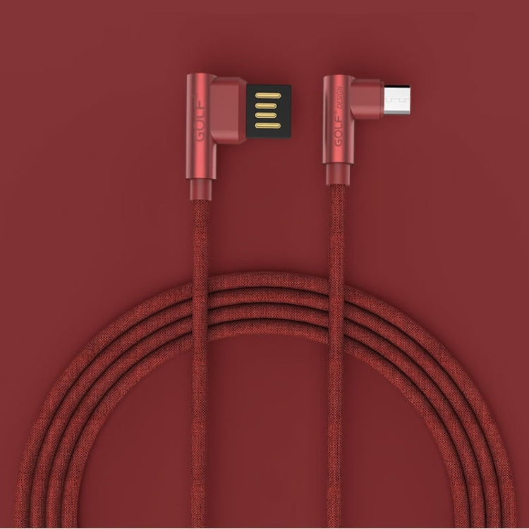 GOLF GC-48m 1m PUDDING 90 Degree Elbow Micro USB to USB 2.4A Fast Charging USB Data Cable for Galaxy, Huawei, Xiaomi, HTC, Sony and Other Smartphones