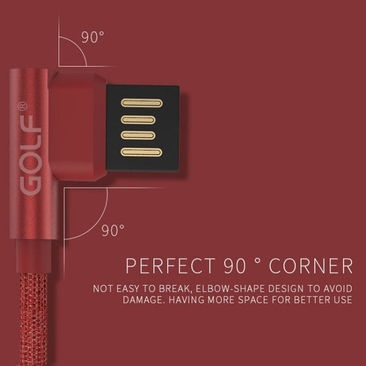 GOLF GC-48m 1m PUDDING 90 Degree Elbow Micro USB to USB 2.4A Fast Charging USB Data Cable for Galaxy, Huawei, Xiaomi, HTC, Sony and Other Smartphones