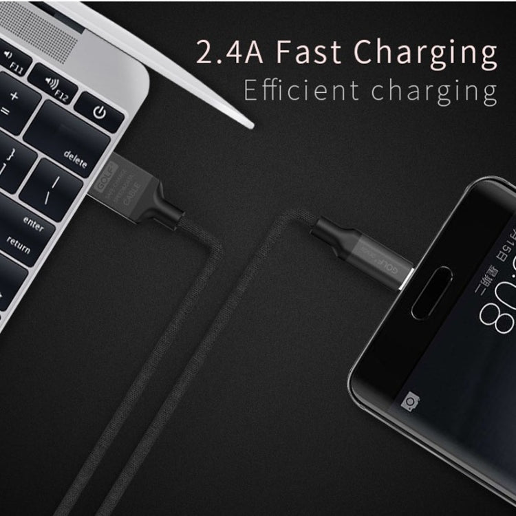 GOLF GC-52t Fabric Weave USB-C / Type-C to USB 2.4A Fast Charging USB Data Cable for Galaxy S8 & S8+ / LG G6 / Huawei P10 & P10 Plus / Xiaomi Mi 6 & Max 2 and other Smartphones