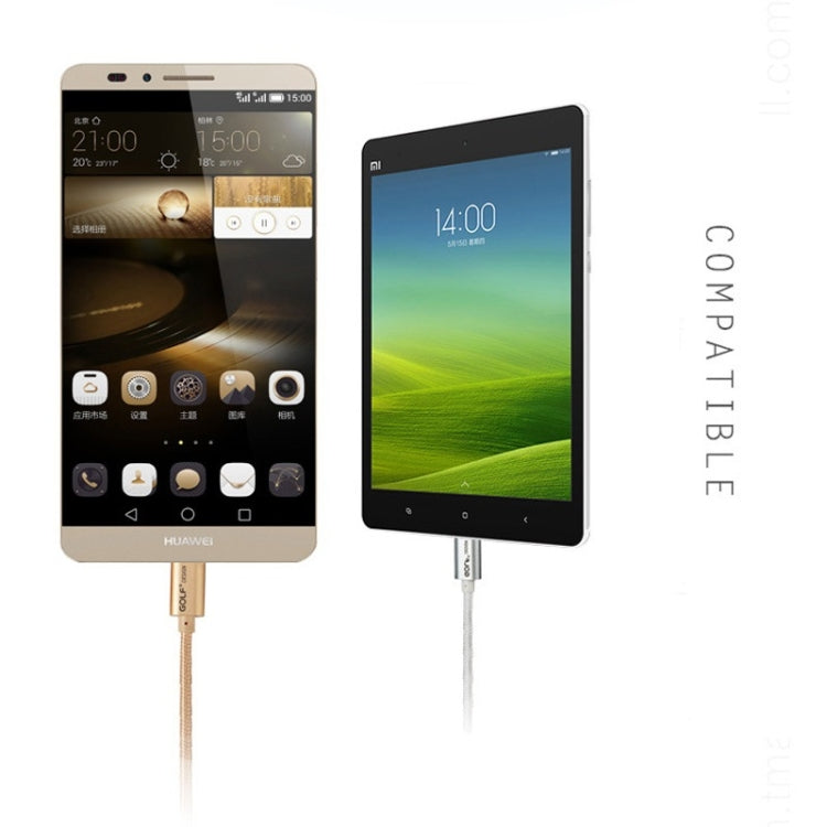 GOLF GC-10m 1.5m Micro USB  to USB Weave Charging Data Cable for Galaxy, Huawei, Xiaomi, HTC, Sony and Other Smartphones