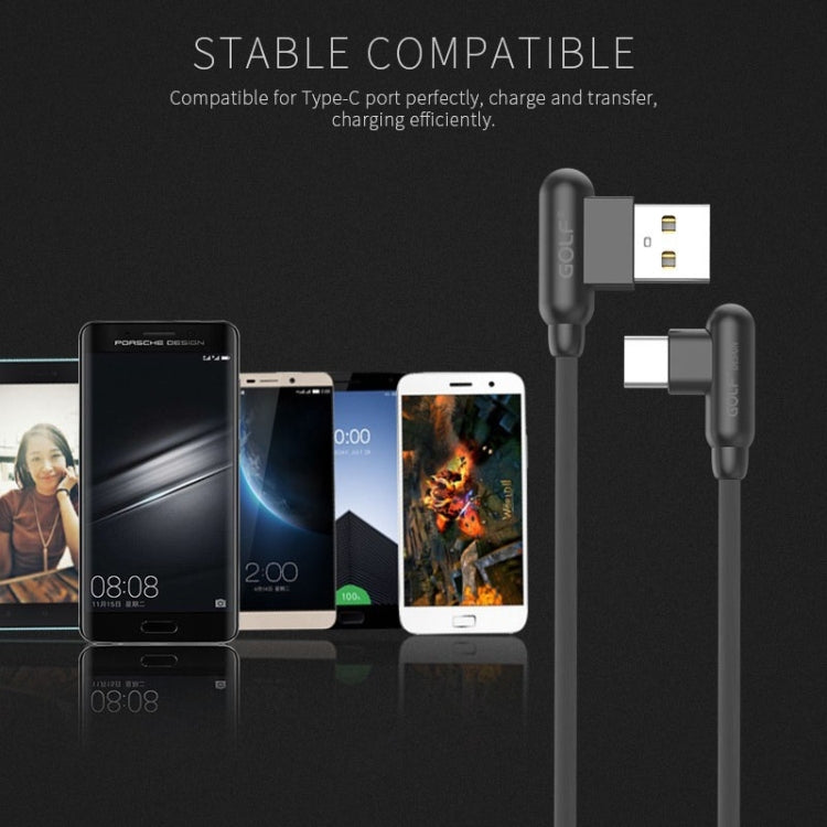 GOLF GC-45t 1m 90 Degree Elbow USB-C / Type-C to USB 2.4A Fast Charging USB Data Cable for Galaxy S8 & S8+ / LG G6 / Huawei P10 & P10 Plus / Xiaomi Mi 6 & Max 2 and other Smartphones (Black)