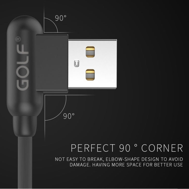 GOLF GC-45t 1m 90 Degree Elbow USB-C / Type-C to USB 2.4A Fast Charging USB Data Cable for Galaxy S8 & S8+ / LG G6 / Huawei P10 & P10 Plus / Xiaomi Mi 6 & Max 2 and other Smartphones (Black)