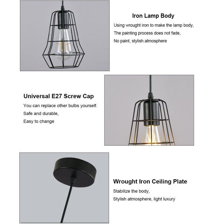 YWXLight Iron Art Milimalist Metal Bird Cage Frame Ceiling Light Pendant Lamp for Restaurant Bar Cafe House Bistro Aisle Hall