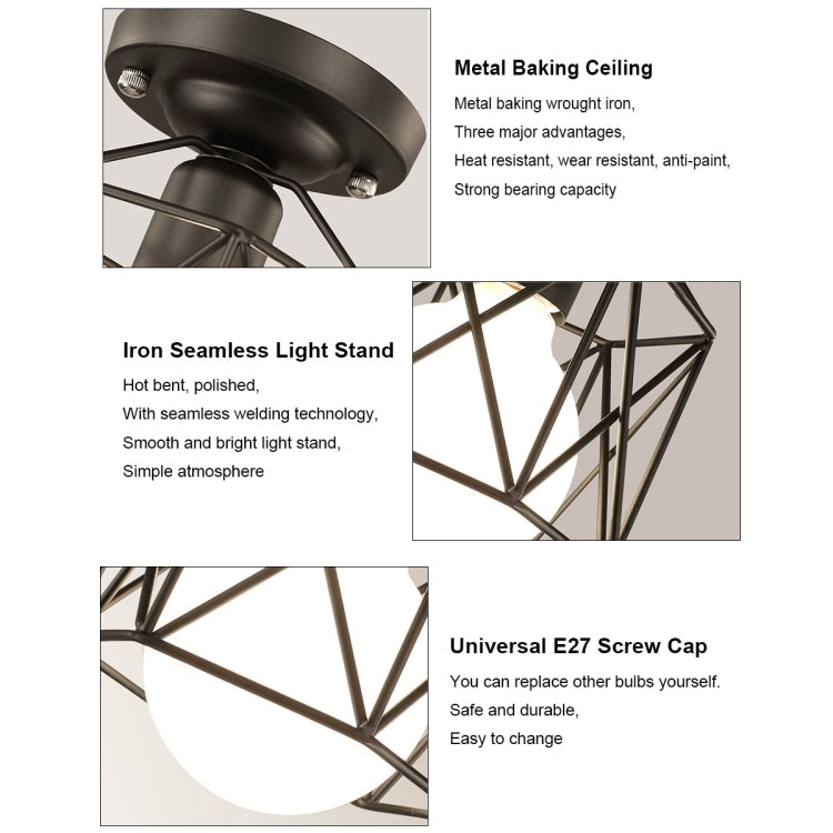 YWXLight Iron Art Milimalist Metal Polygon Frame Ceiling Light Pendant Lamp for Restaurant Bar Cafe House Bistro Aisle Hall