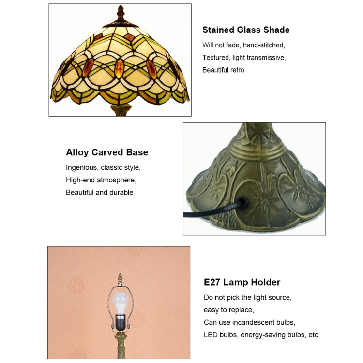 YWXLight Carved Stripes Glass + Alloy Eye Protection LED Desk Lamp