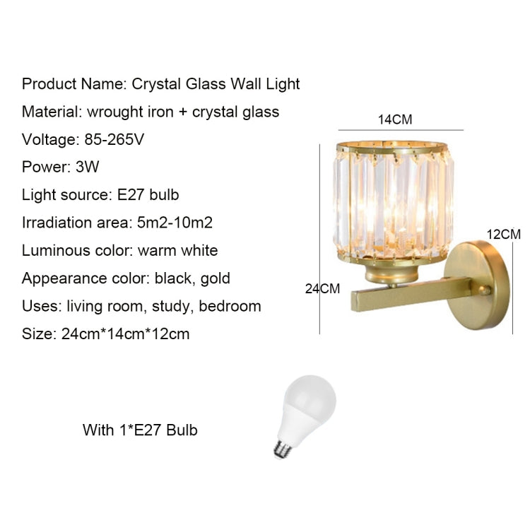 YWXLight 3W Crystal Glass Warm White Wall Lamp for Living Room Bedroom Hall Balcony