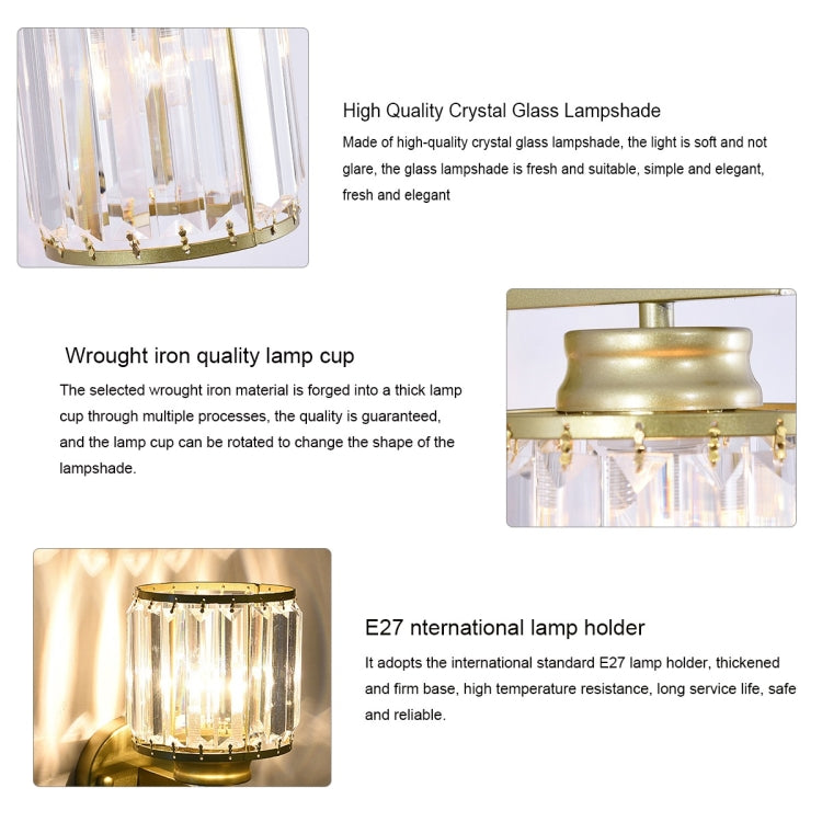 YWXLight 3W Crystal Glass Warm White Wall Lamp for Living Room Bedroom Hall Balcony