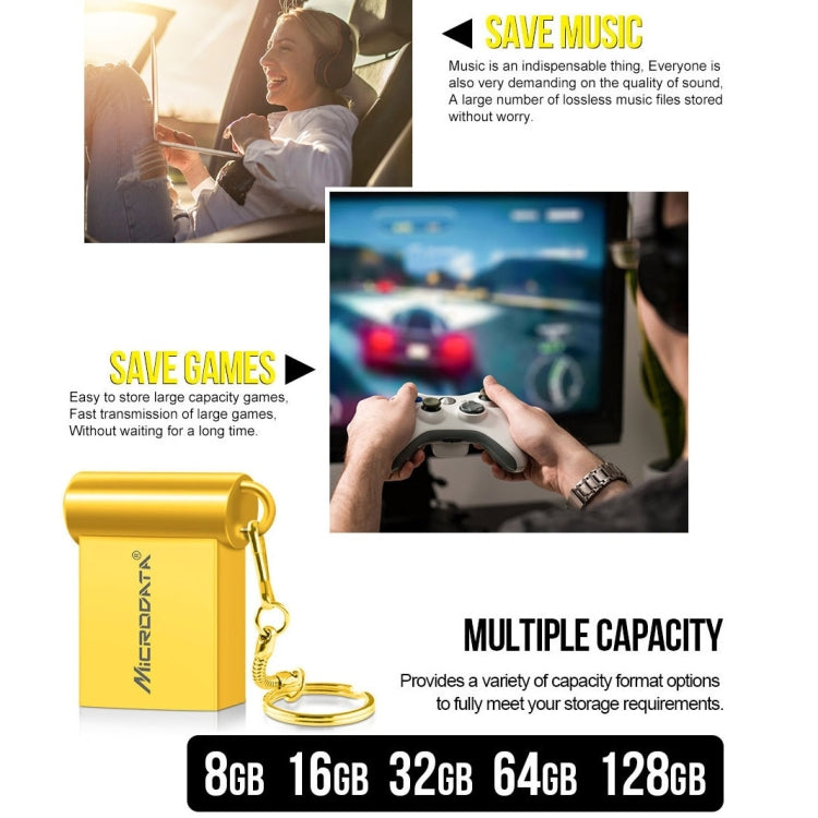 MiCRODATA 4GB USB 2.0 Computer and Car Two-use Mini Metal U Disk (Gold)