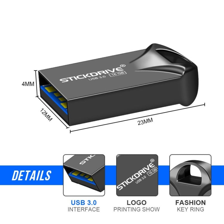 STICKDRIVE 32GB USB 3.0 High Speed Mini Metal U Disk (Silver Grey)